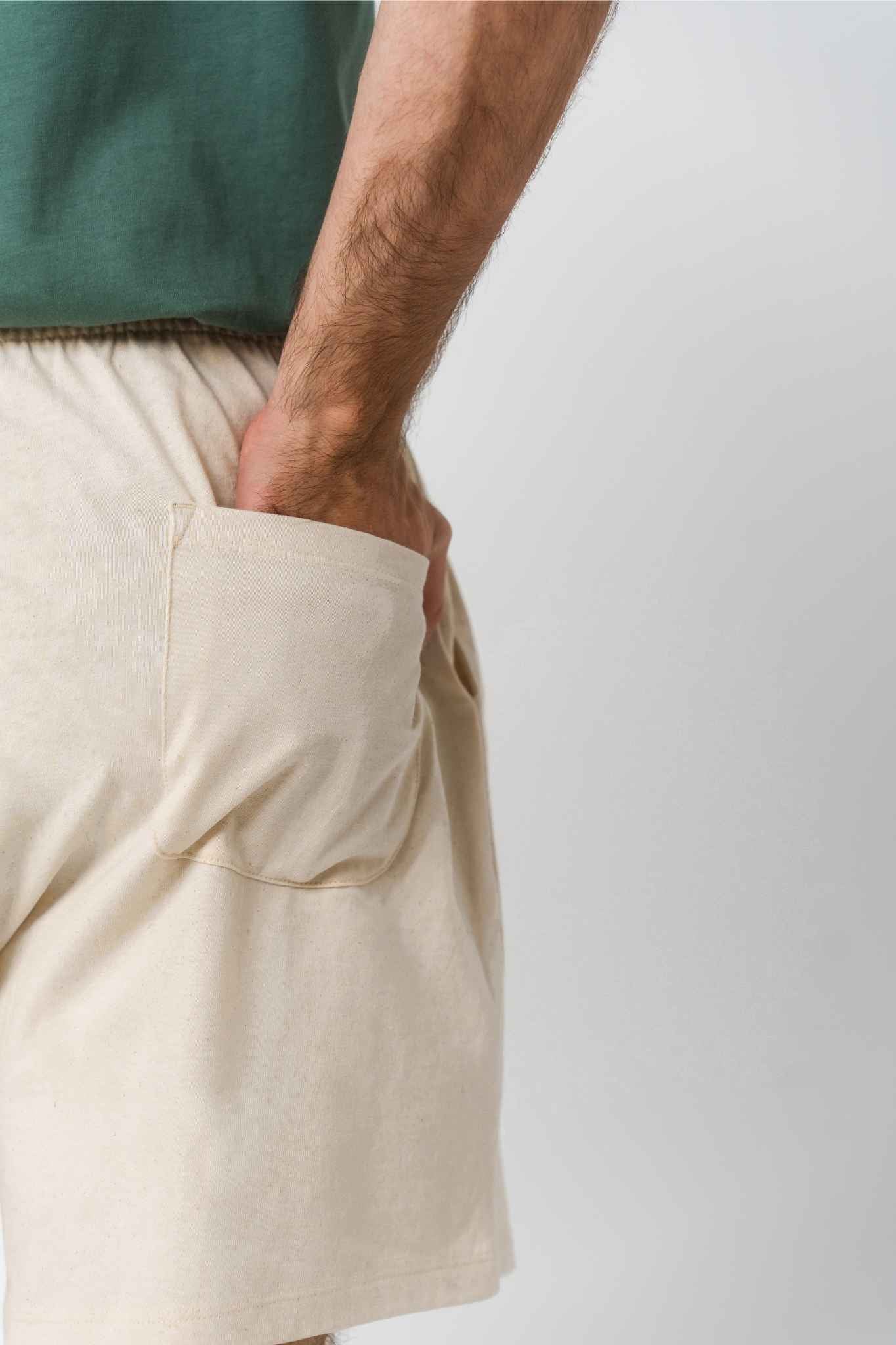 Pantalón corto suelto algodón orgánico - Natural