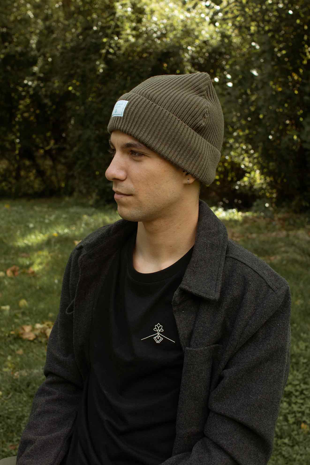 Gorro pescador algodón orgánico - Verde Tostado