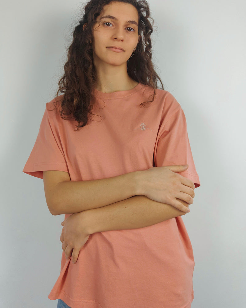 Camiseta oversize 100% algodón orgánico - Rosa Salmón