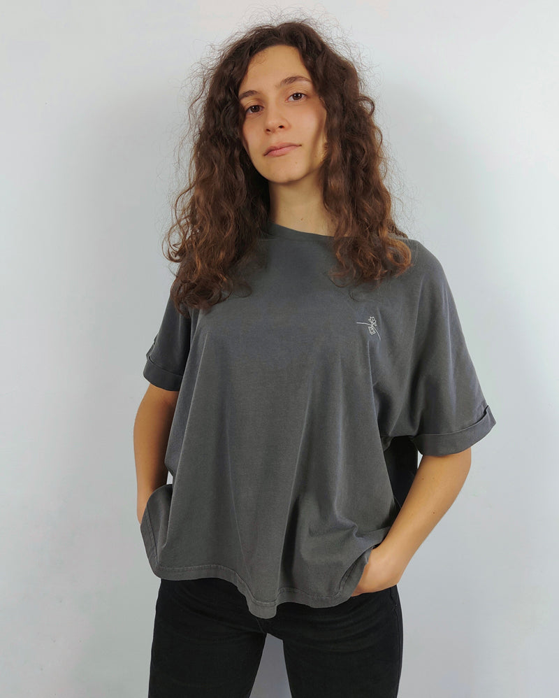 T-shirt oversize à manches chauve-souris - Anthracite
