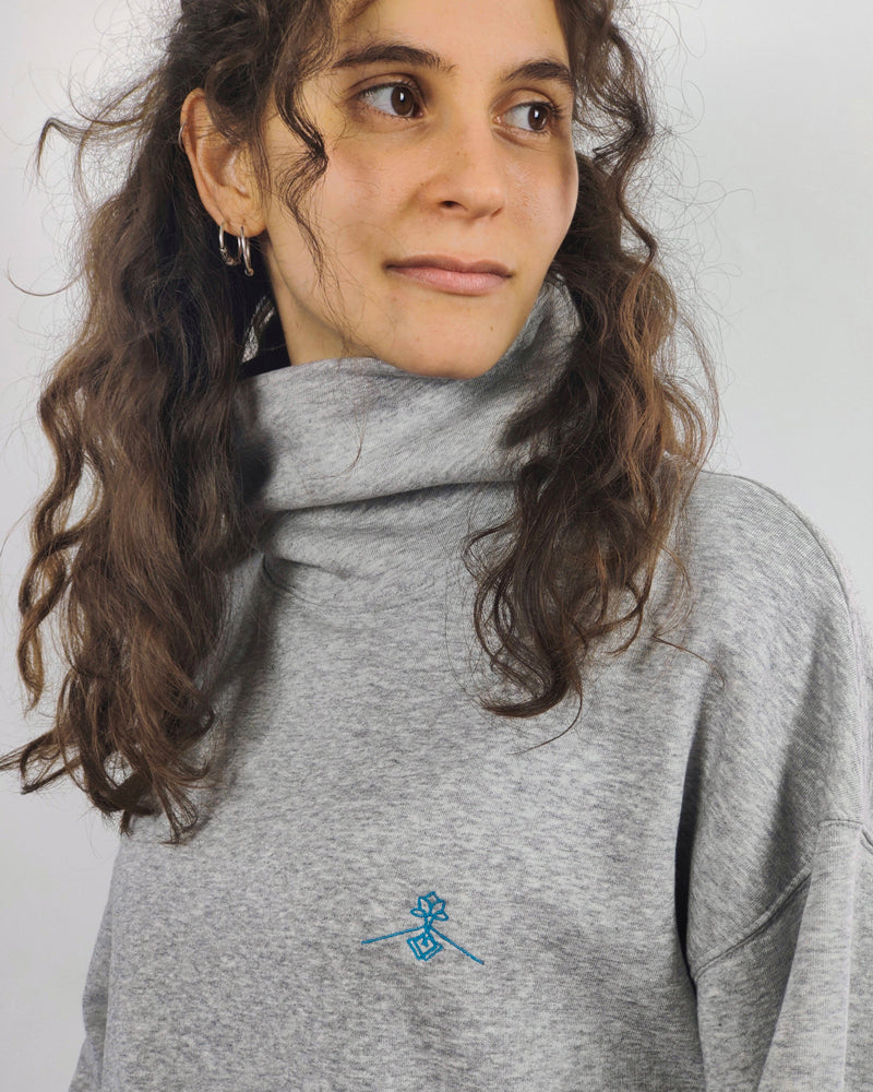 Oversized funnel neck sweatshirt - Heather Grey