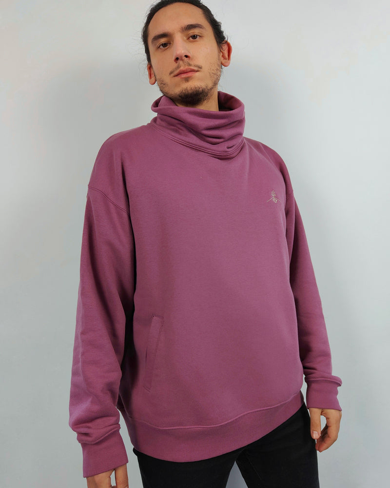 Oversized funnel neck sweatshirt - Malva