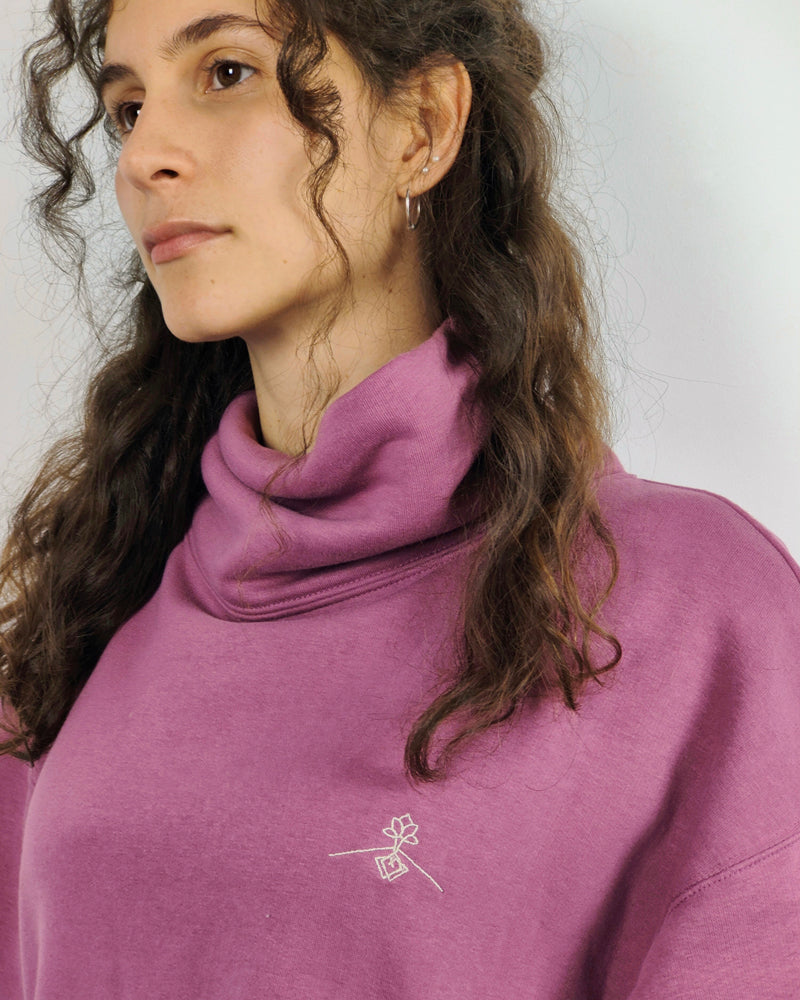 Oversized funnel neck sweatshirt - Malva
