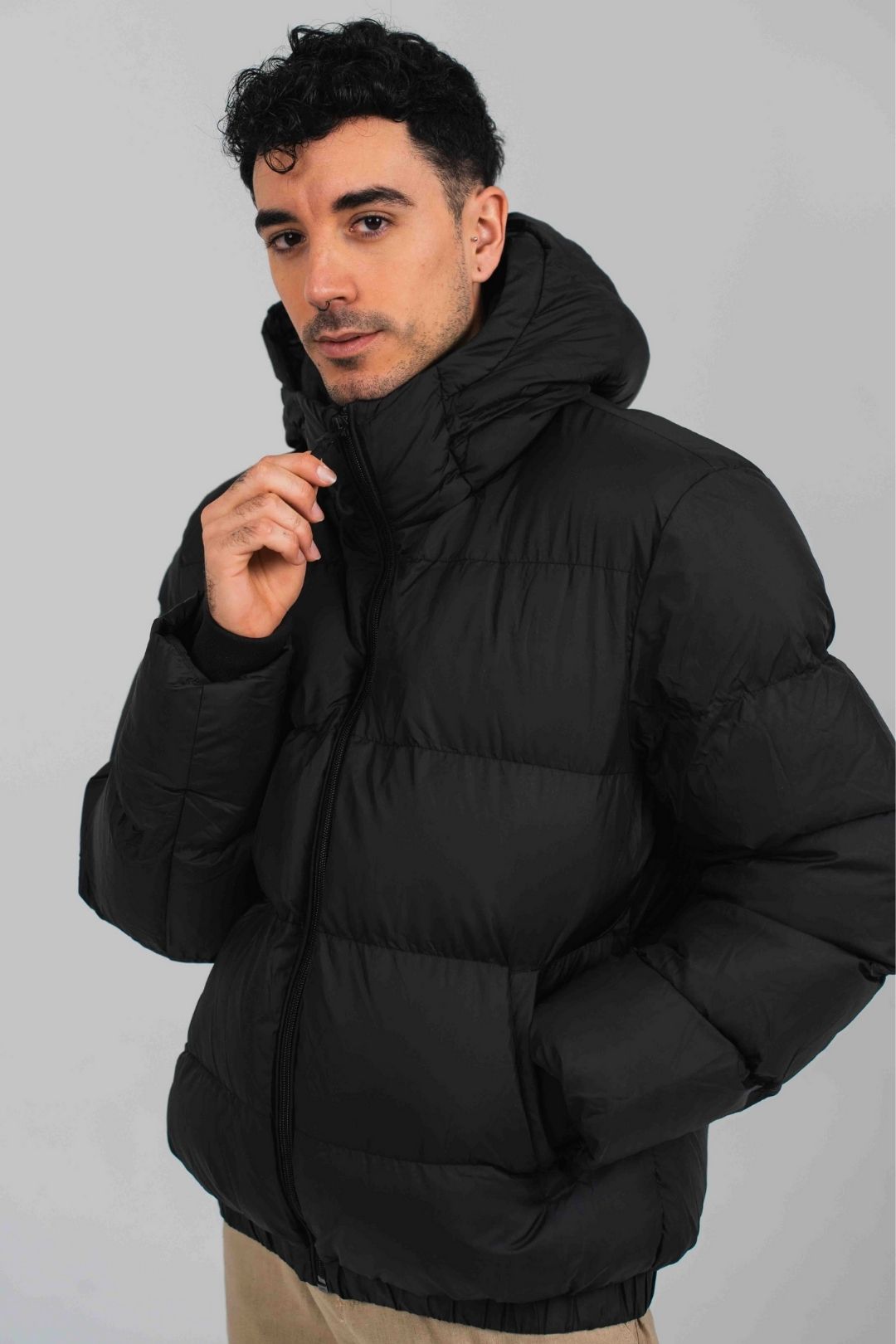 Anorak acolchado materiales reciclados - Negro