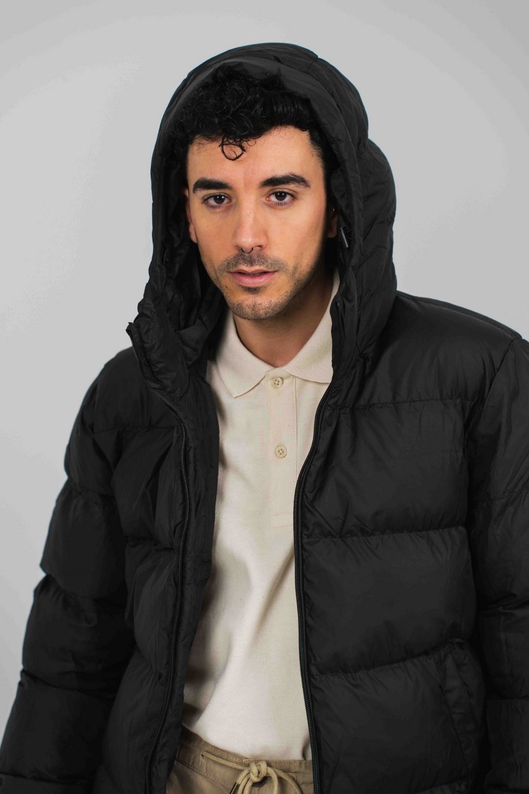 Anorak acolchado materiales reciclados - Negro