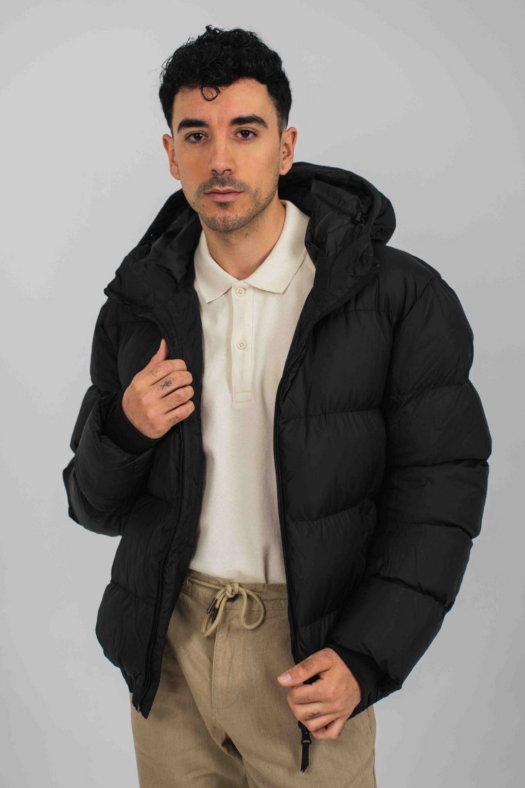 Anorak acolchado materiales reciclados - Negro