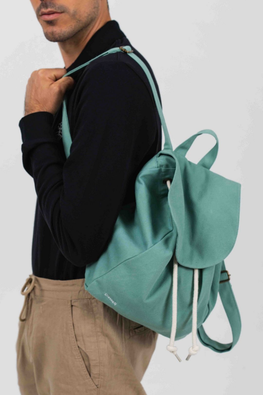 Sac à dos léger avec fermeture à cordon - Vert vintage