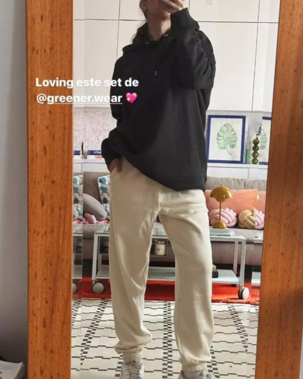 Jogger oversize en coton bio - Crème