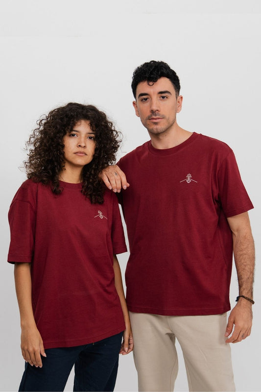T-shirt oversize 100% coton biologique - Bordeaux