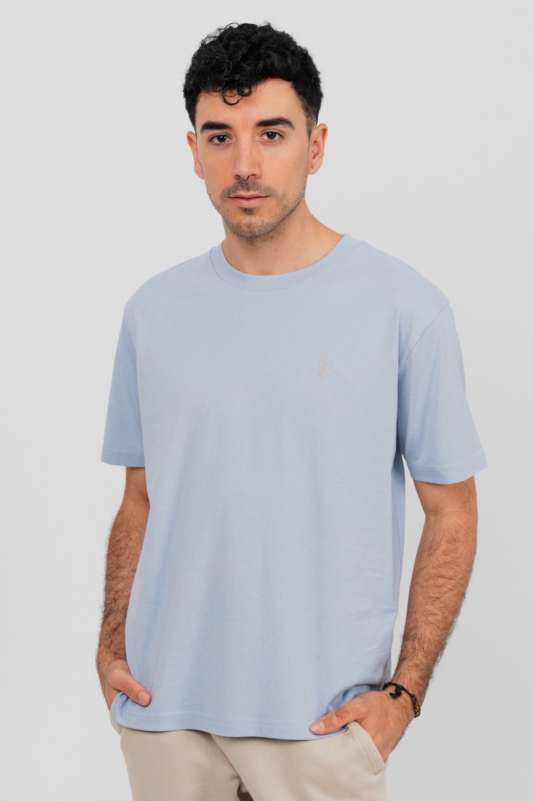 T-shirt oversize 100% coton biologique - Bleu Brume