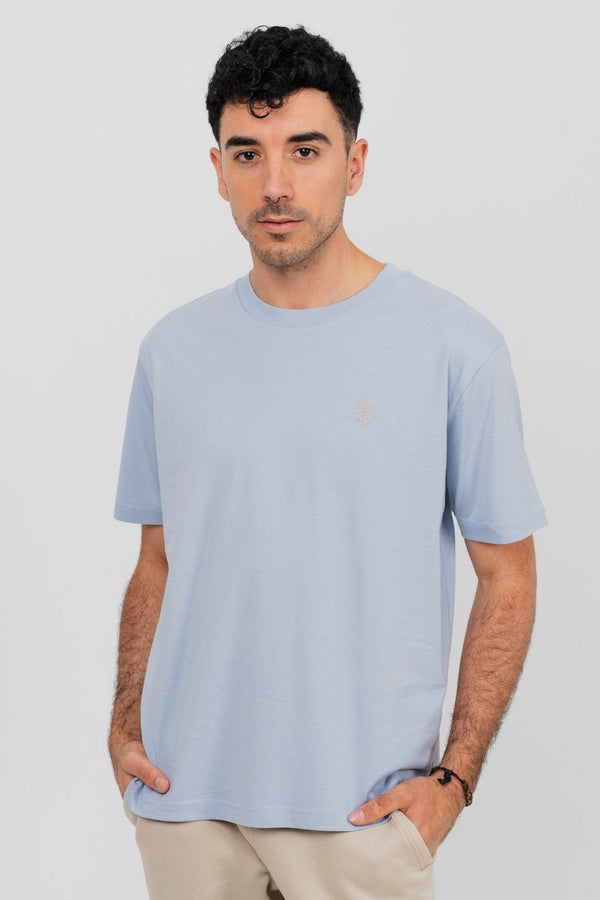 T-shirt oversize 100% coton biologique - Bleu Brume