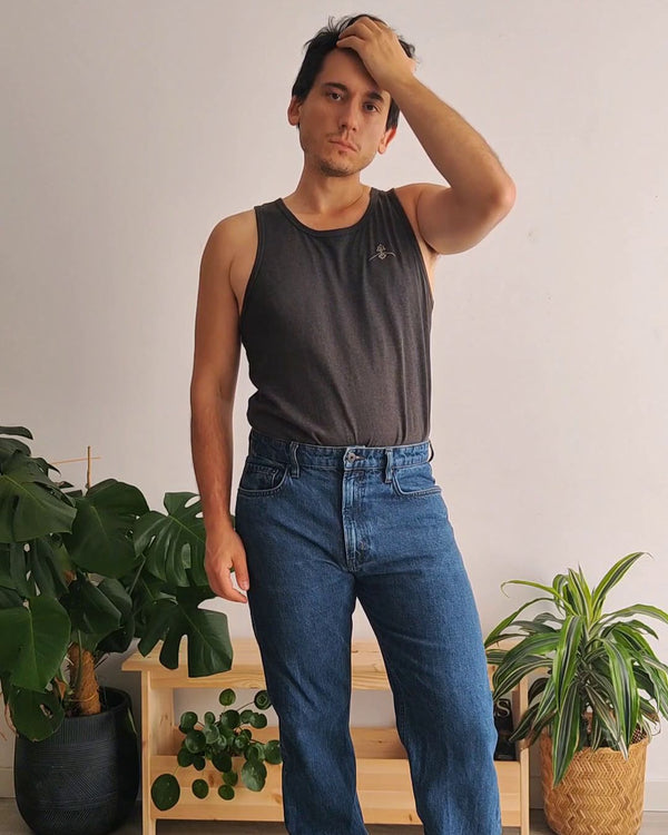 Camiseta tirantes orgánica - Gris Oscuro Jaspeado