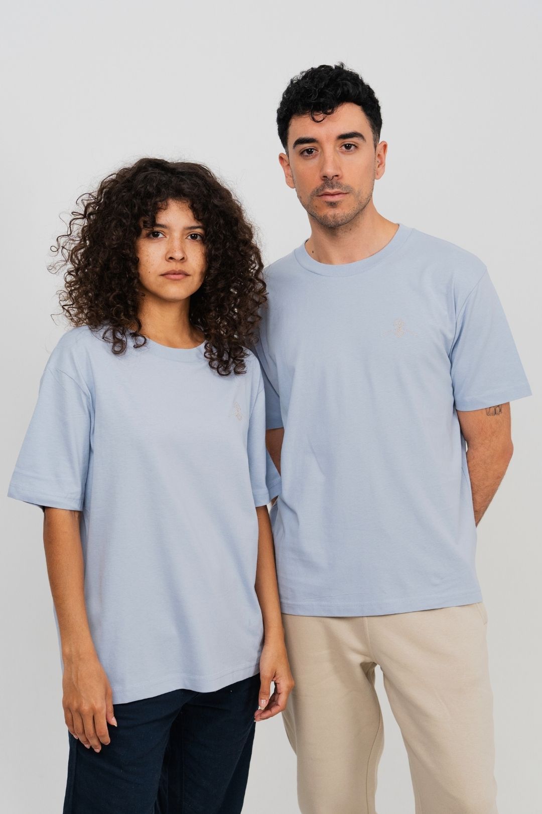 T-shirt oversize 100% coton biologique - Bleu Brume