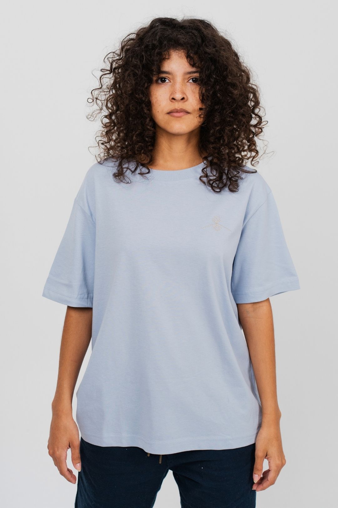 T-shirt oversize 100% coton biologique - Bleu Brume