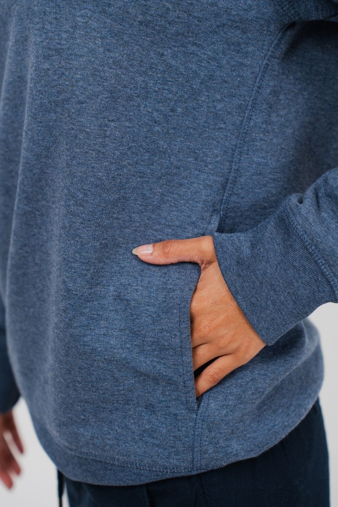 Sweat à capuche coupe classique - Bleu chiné