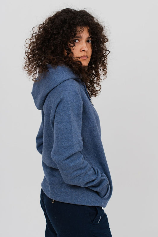 Sweat à capuche coupe classique - Bleu chiné