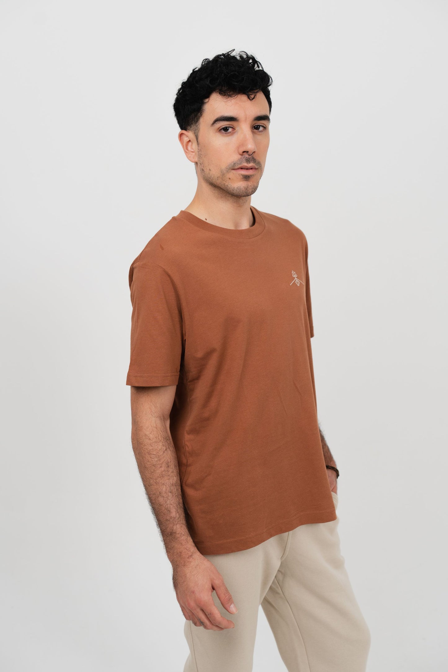 Oversized 100% organic cotton T-shirt - Caramel