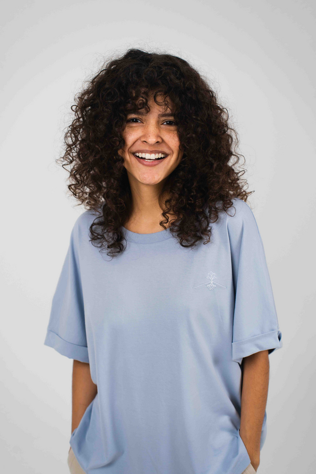 T-shirt oversize à manches chauve-souris - Bleu Brume