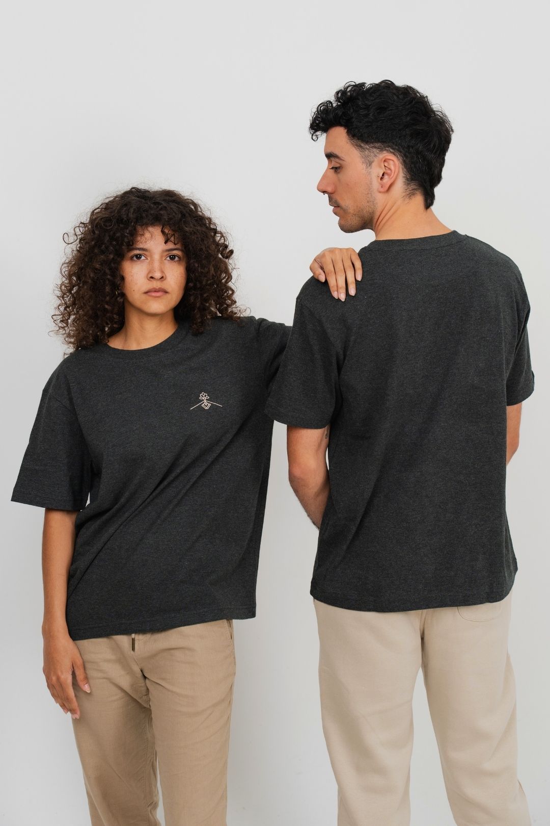 T-shirt oversize 100% coton biologique - Gris Foncé Chiné