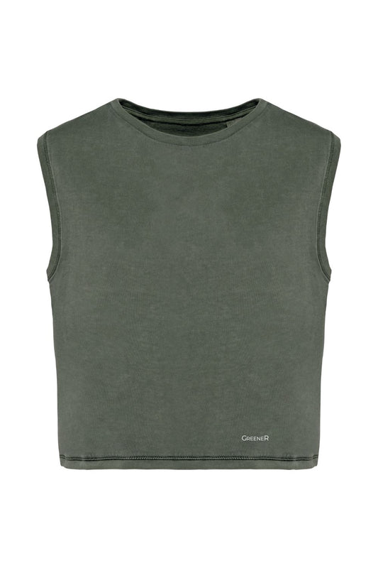 Crop Tank Top - Antique Khaki