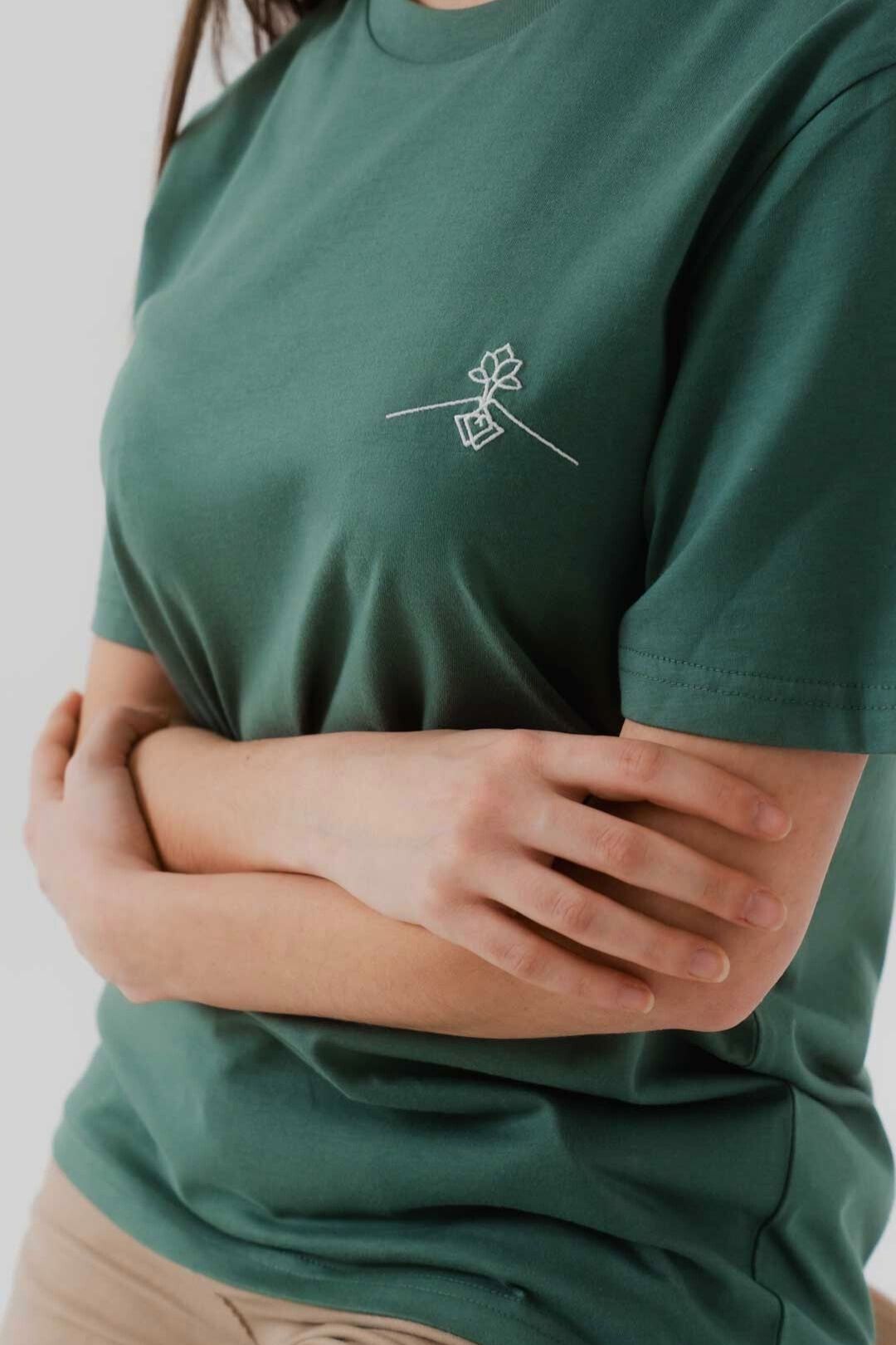 T-shirt coupe régulière 100% coton biologique - Vert Ethnique