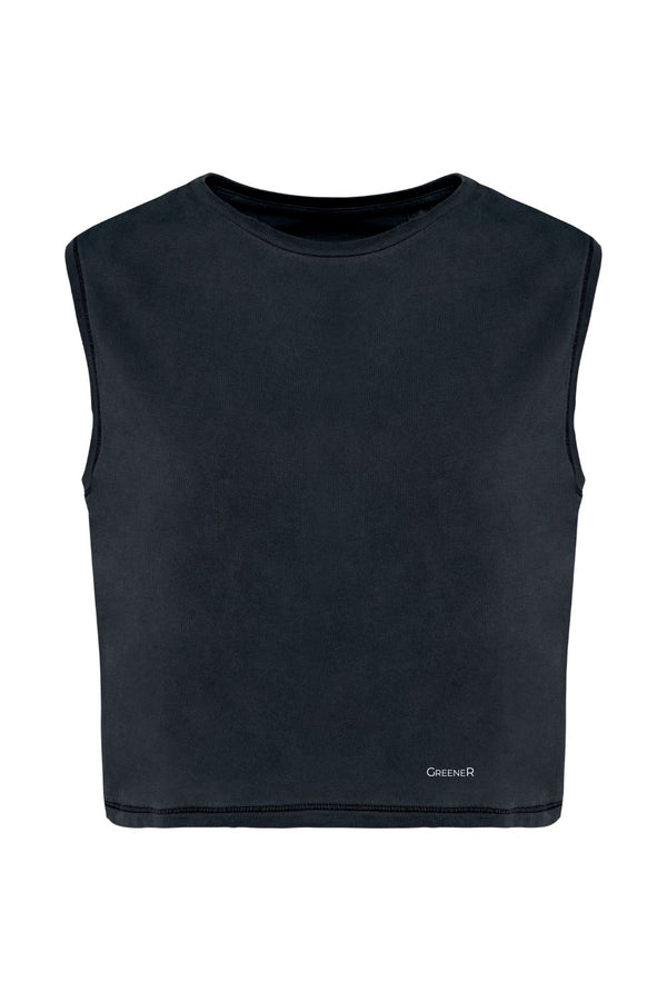 Camiseta crop sin mangas - Gris Carbón Antiguo