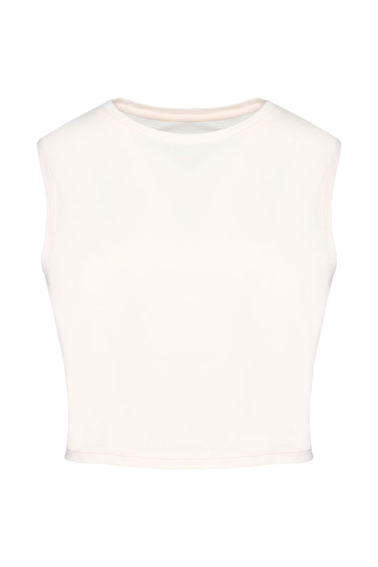 Camiseta crop sin mangas - Marfil Antiguo