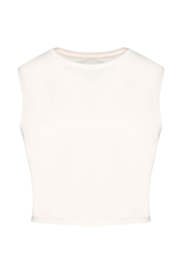 Camiseta crop sin mangas - Marfil Antiguo