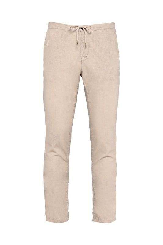 Pantalon en lin coupe régulière - Sable