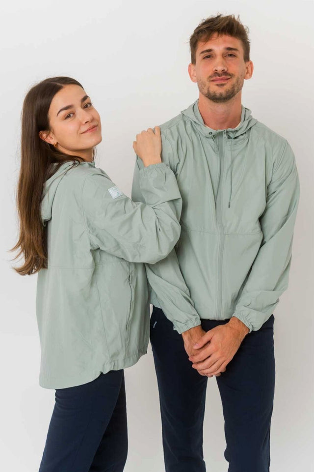 Coupe-vent léger recyclé à capuche - Glacier Green