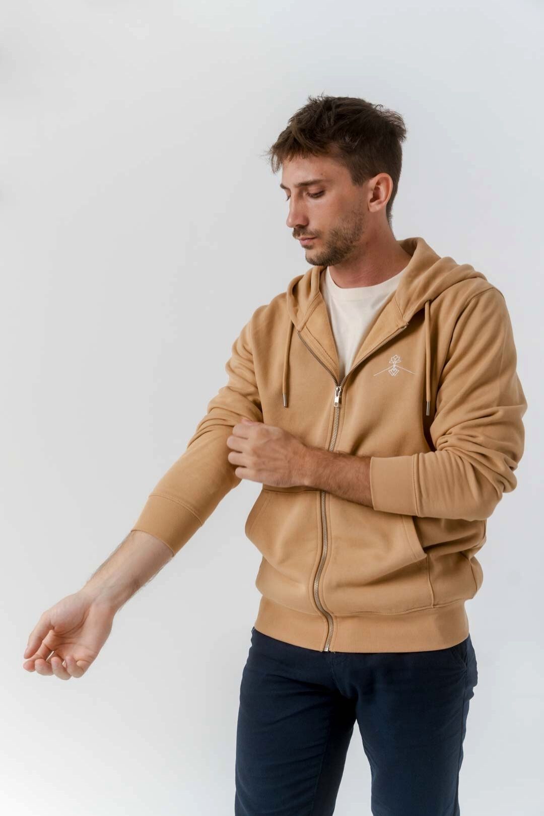 Sweat zippé en coton bio - Late