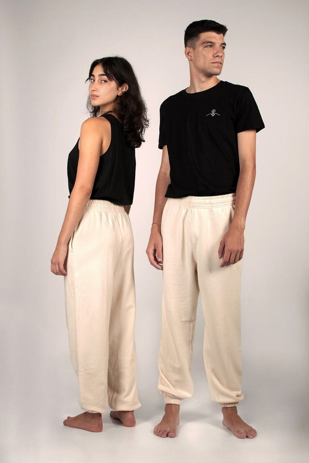 Jogger oversize en coton bio - Crème