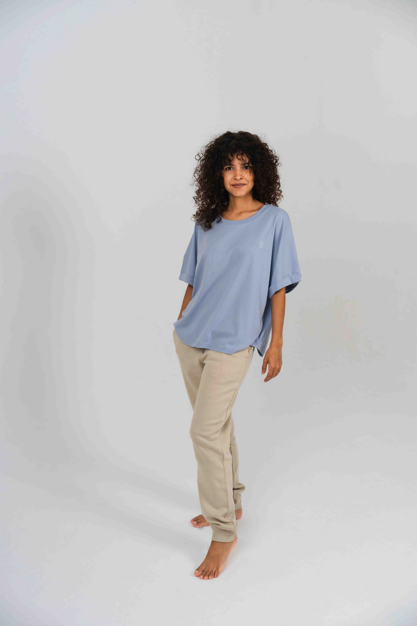 Oversized batwing sleeve t-shirt - Mist Blue