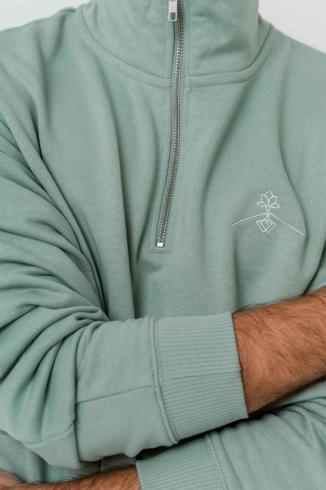 Sweat col zippé 100% coton biologique - Aloé