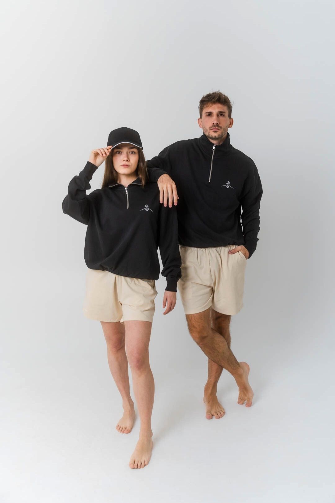 Sweat col zippé 100% coton biologique - Noir