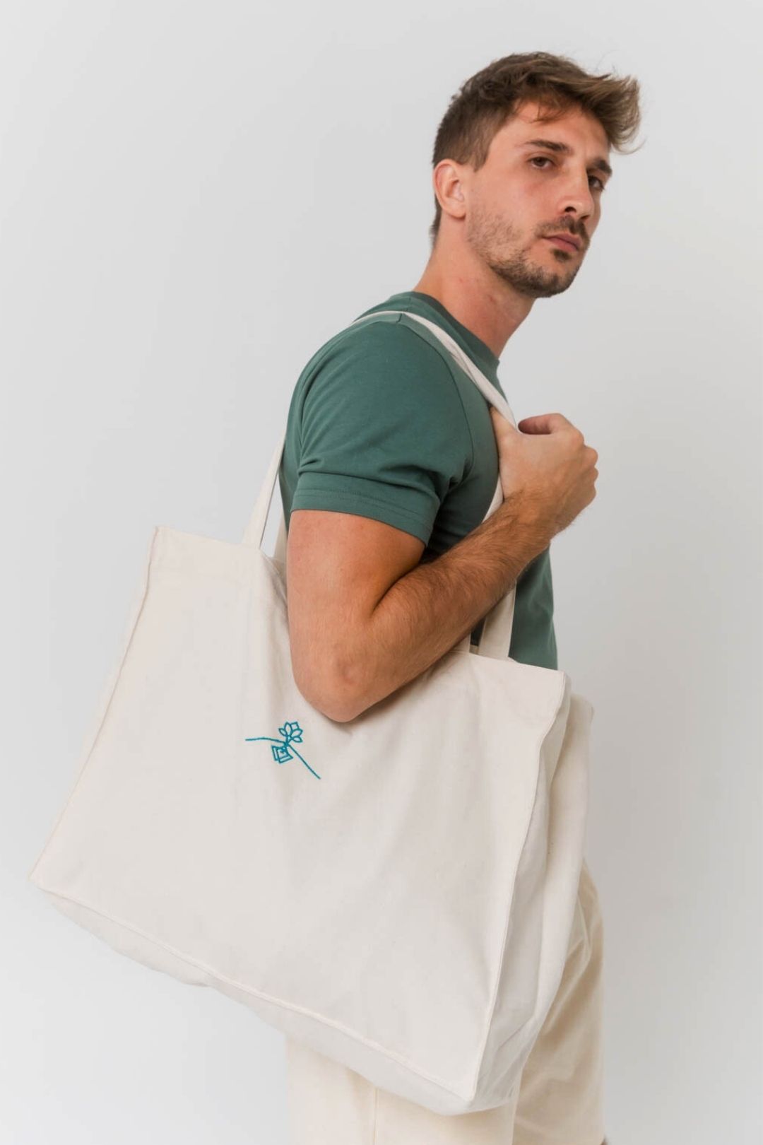 Grand sac en toile recyclée - Naturel