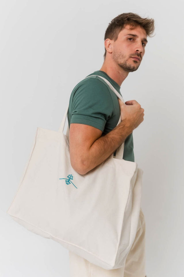 Grand sac en toile recyclée - Naturel