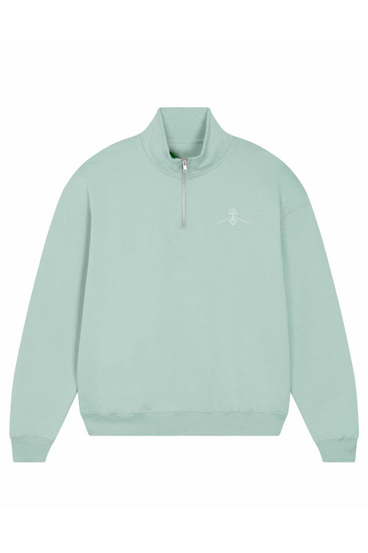 Zip neck sweatshirt 100% organic cotton - Aloe