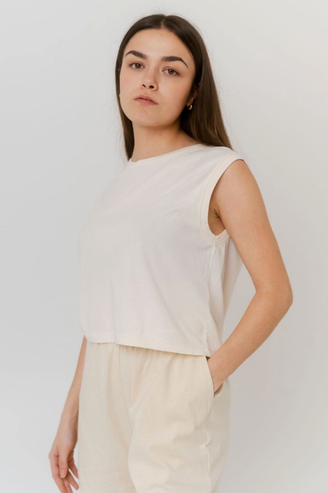 Crop top sans manches - Ivoire Antique