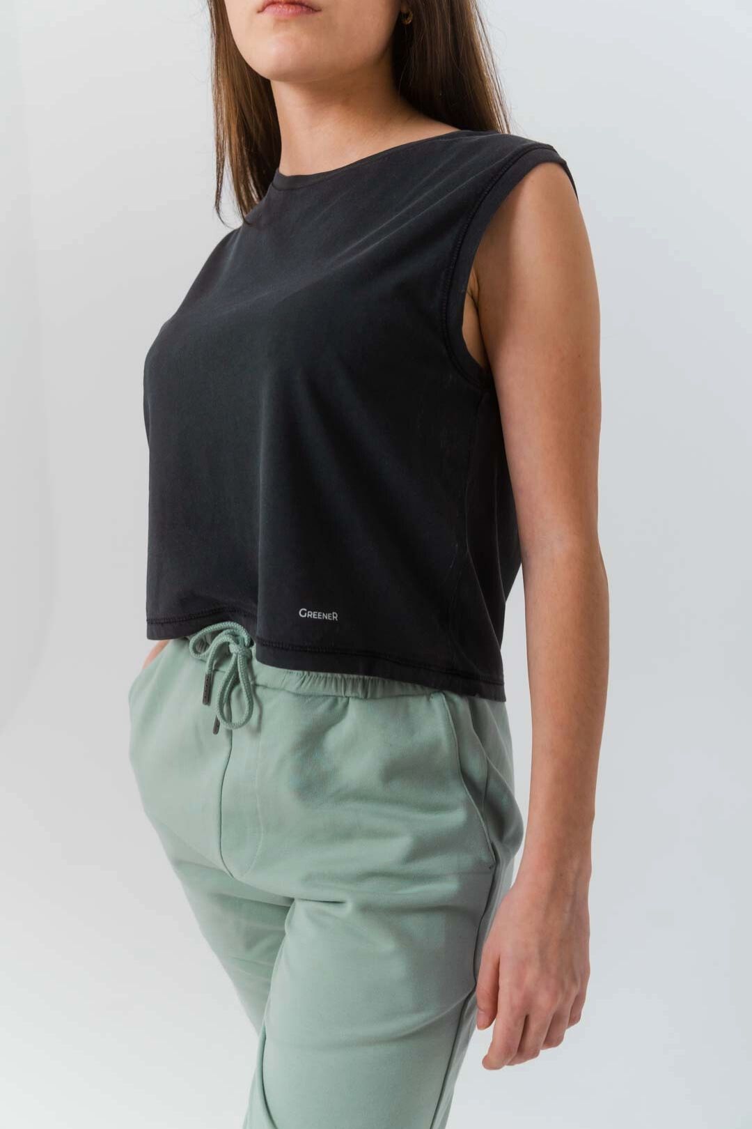 Top court sans manches - Gris Charbon Antique