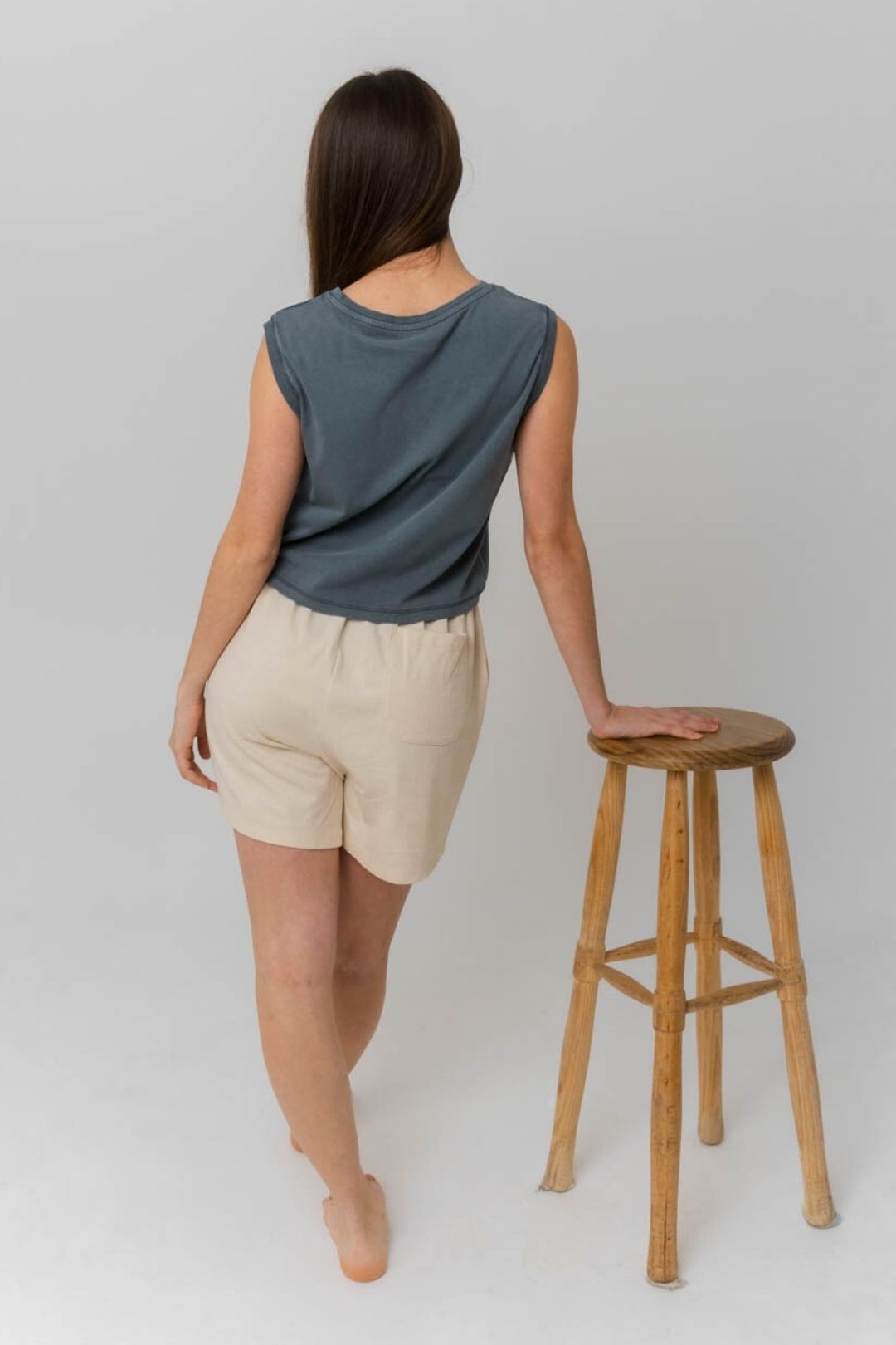 Top court sans manches - Bleu Antique