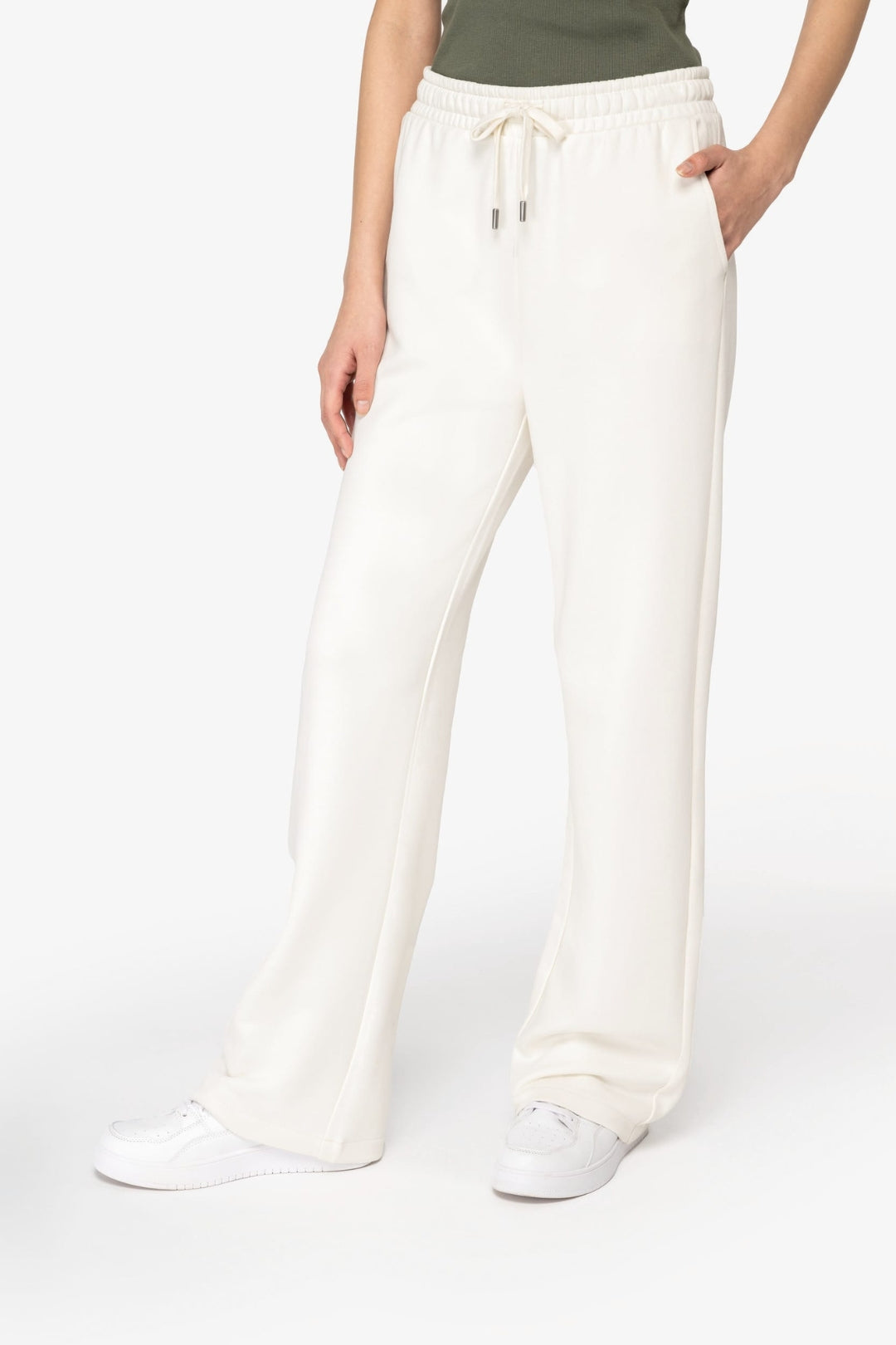 Pantalón recto cómodo algodón orgánico - Marfil