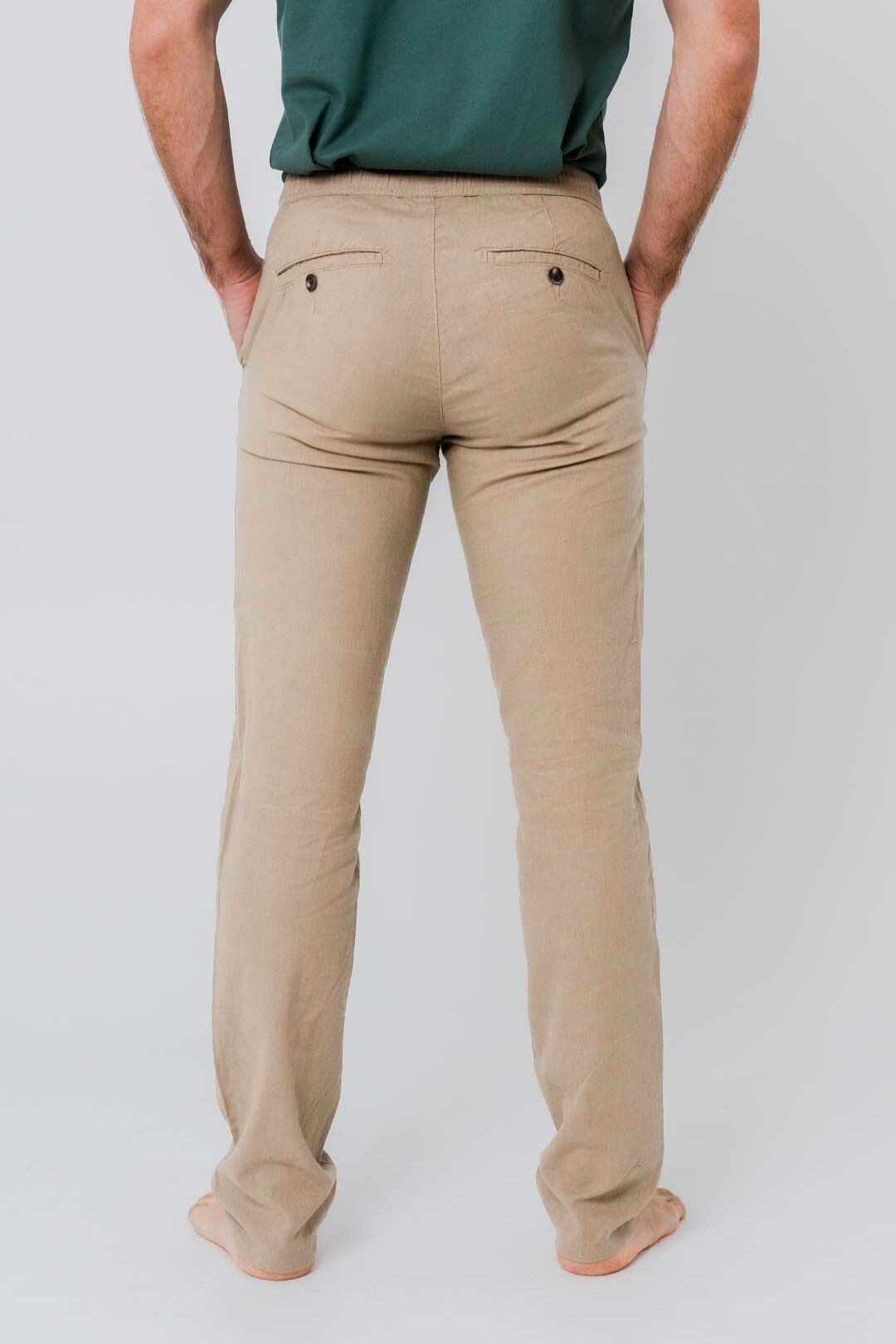 Pantalon en lin coupe régulière - Sable