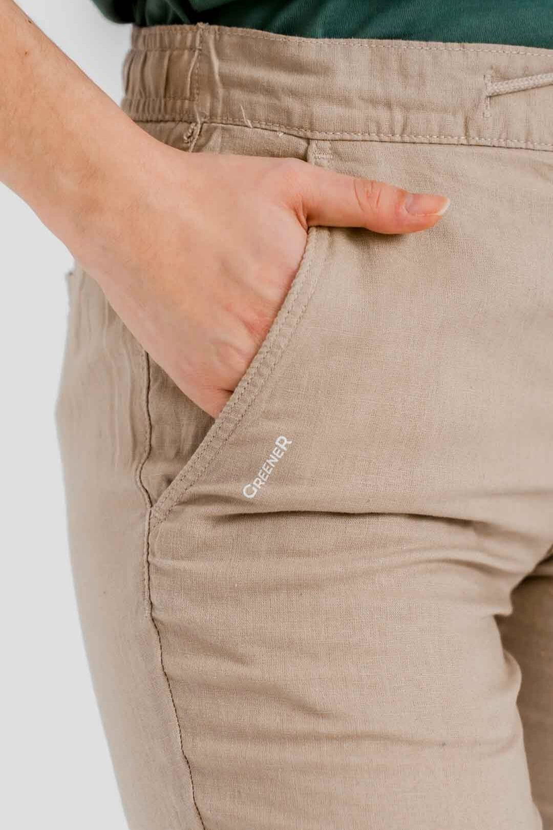 Pantalon en lin coupe régulière - Sable