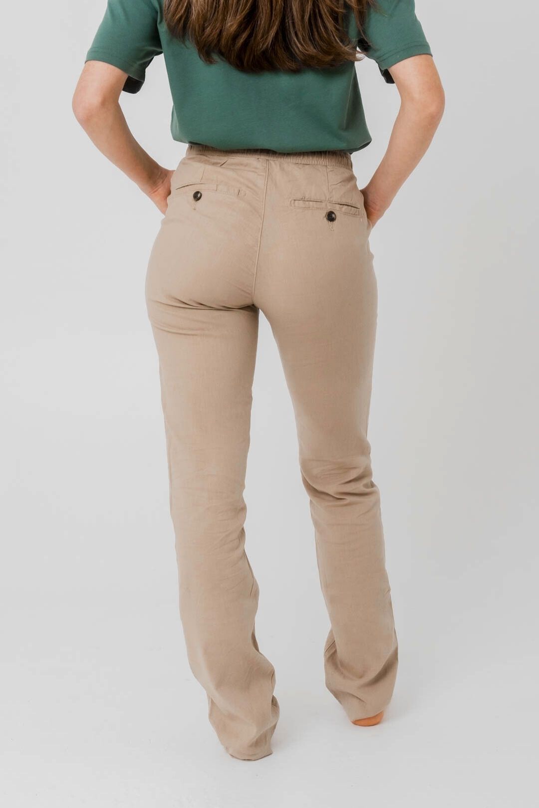 Pantalon en lin coupe régulière - Sable