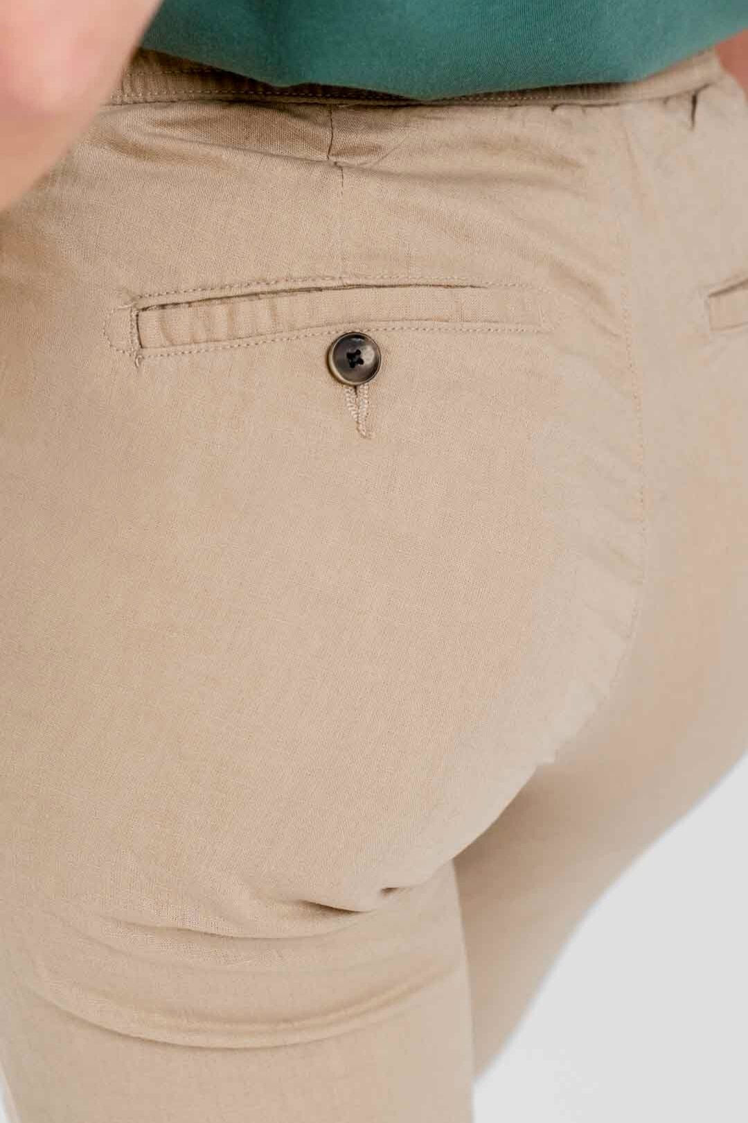 Pantalon en lin coupe régulière - Sable