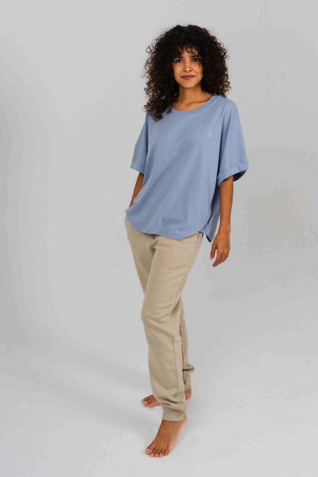 T-shirt oversize à manches chauve-souris - Bleu Brume