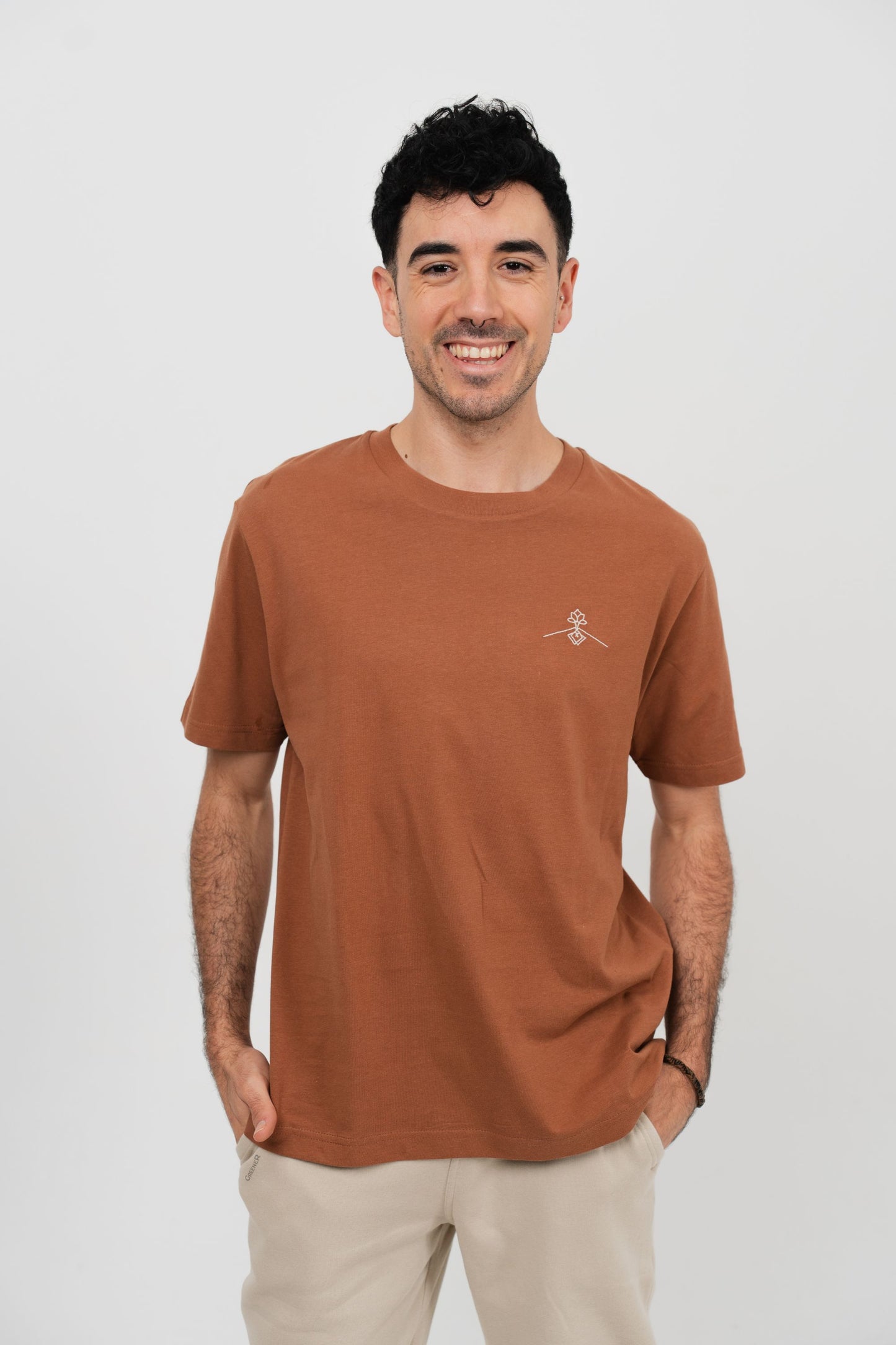 Oversized 100% organic cotton T-shirt - Caramel