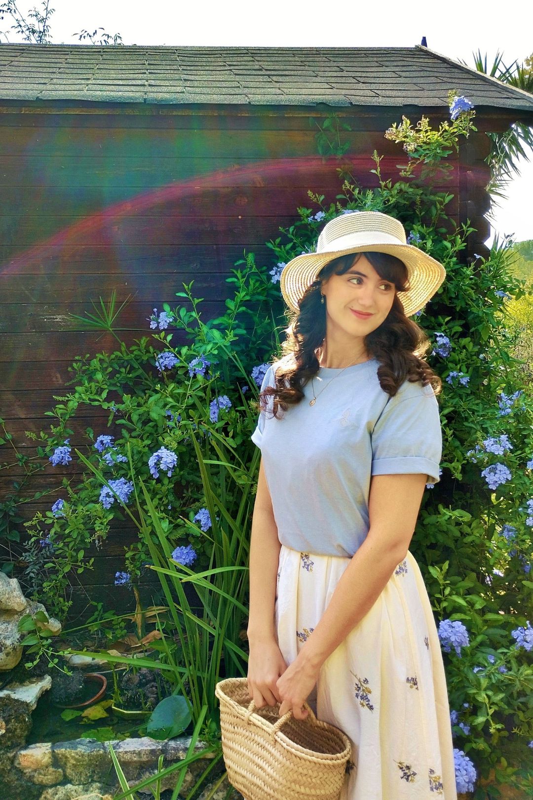 Camiseta oversize 100% algodón orgánico - Azul Neblina