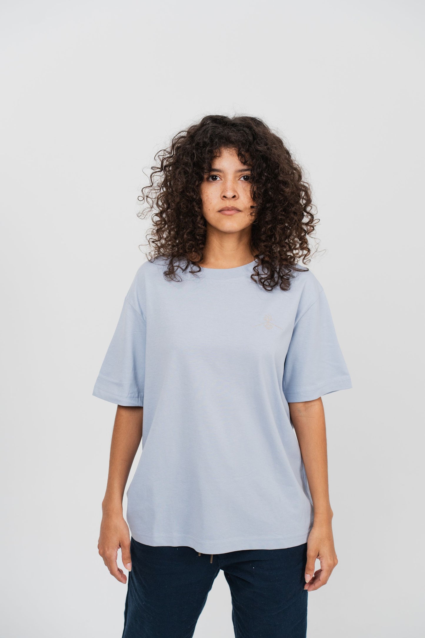 Oversized 100% organic cotton T-shirt - Blue Mist